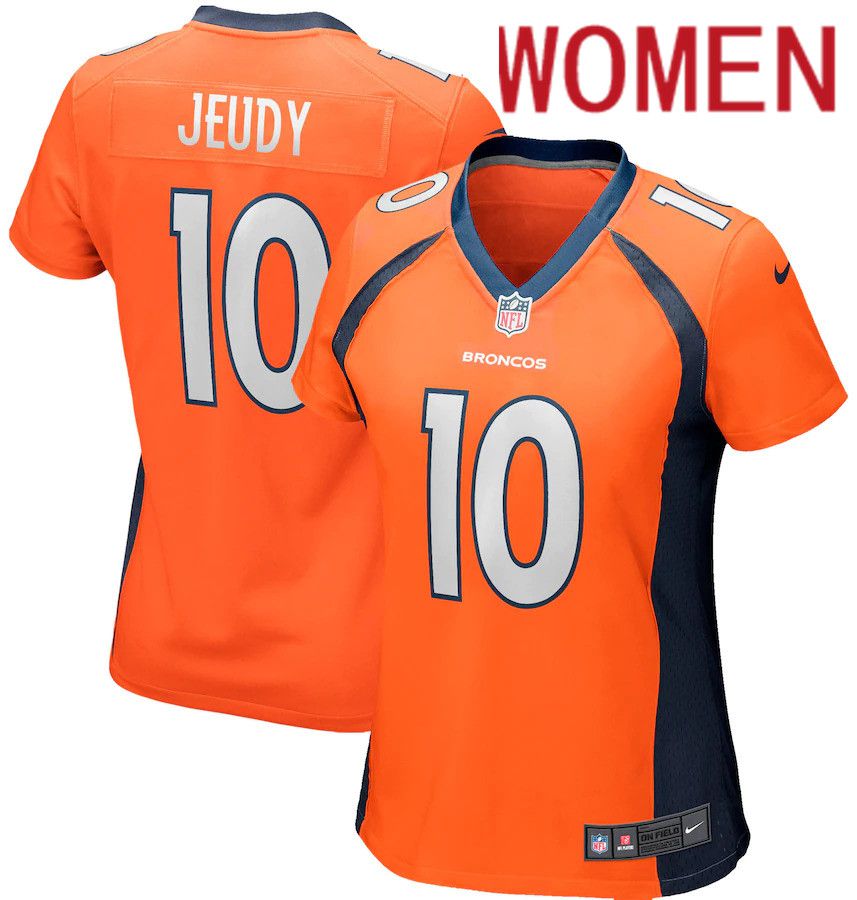 Women Denver Broncos #10 Jerry Jeudy Nike Orange Game Player NFL Jersey->women nfl jersey->Women Jersey